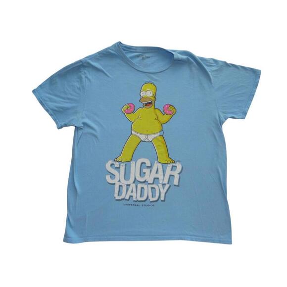 Men's Blue 'Sugar Daddy' Homer Simpson Graphic T-Shirt - Picture 1 of 5